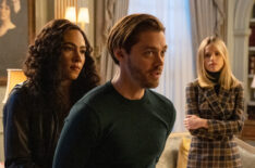 Dani cuffs Malcolm in the 'Like Father...' season finale episode of Prodigal Son - Aurora Perrineau, Tom Payne, and Halston Sage