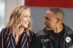 Kim Raver and Jason George in Station 19 / Grey's Crossover