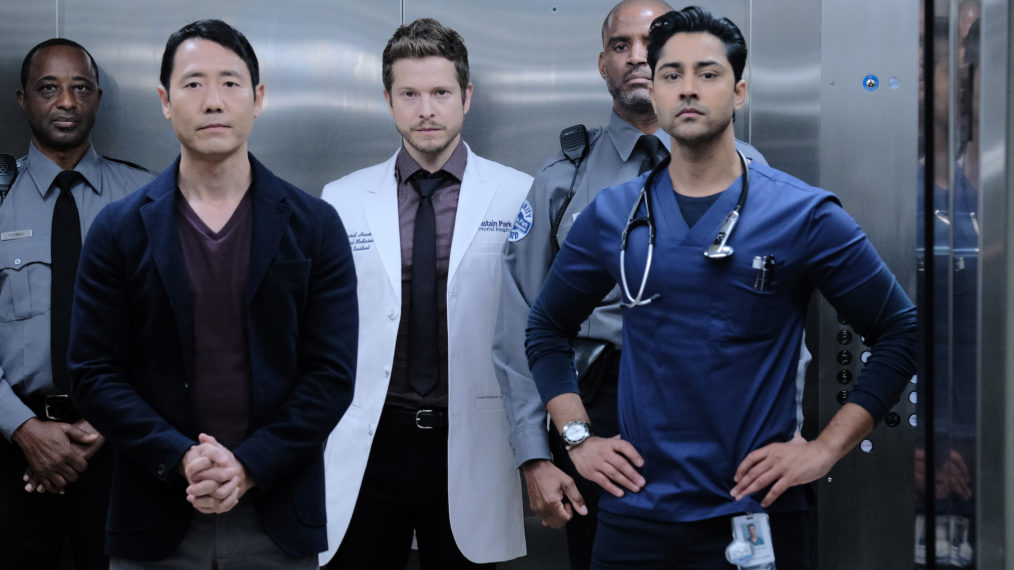 Guest star Rob Yang, Matt Czuchry and Manish Dayal in The Resident Season 4 - 'Whistleblower'