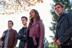 Brandon Flynn as Justin Foley, Dylan Minnette as Clay Jensen, Alisha Boe as Jessica Davis, and Christian Navarro as Tony Padilla in 13 Reason Why - Season 4, Episode 8