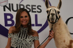 Lynn Herring and a llama in General Hospital at the annual Nurses Ball