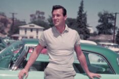 Rock Hudson leaning on car