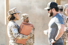 Toni Trucks as Lisa Davis and AJ Buckley as Sonny Quinn in SEAL Team - Season 4