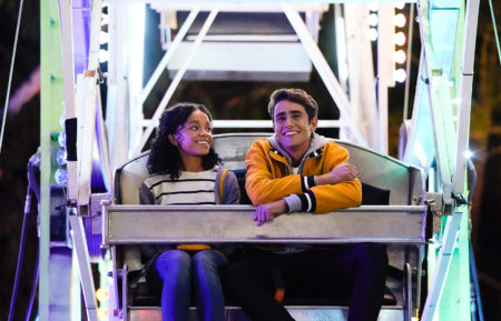 Rachel Hilson and Michael Cimino on a ferris wheel in Love Victor