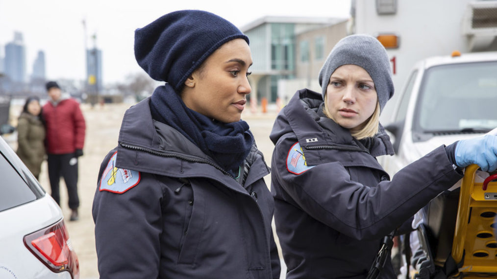 Annie Ilonzeh as Emily Foster, Kara Killmer as Sylvie Brett in Chicago Fire - Season 8