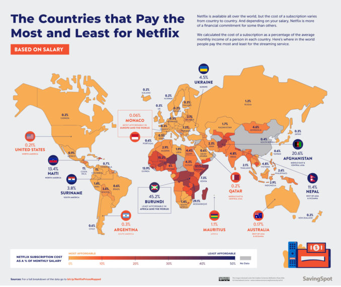 Netflix Prices Based on Salary World Map