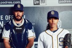 Mark-Paul Gosselaar and Kylie Bunbury in the pilot episode of 'Pitch'