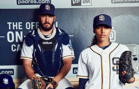 Mark-Paul Gosselaar and Kylie Bunbury in the pilot episode of 'Pitch'