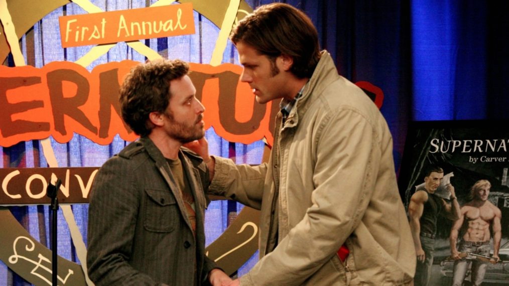 Supernatural Winchesters God Episodes The Real Ghostbusters - Rob Benedict as Chuck and Jared Padalecki as Sam