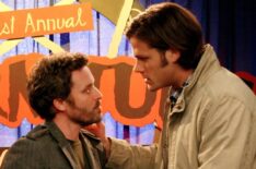 Supernatural Winchesters God Episodes The Real Ghostbusters - Rob Benedict as Chuck and Jared Padalecki as Sam
