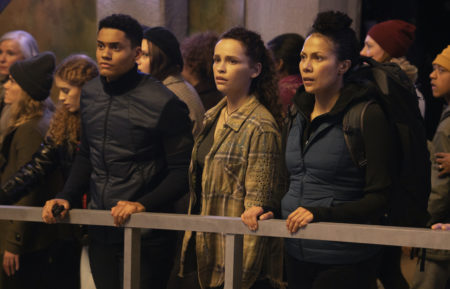 Adain Bradley, Crystal Balint, and Iola Evans in The 100 - 'Anaconda'