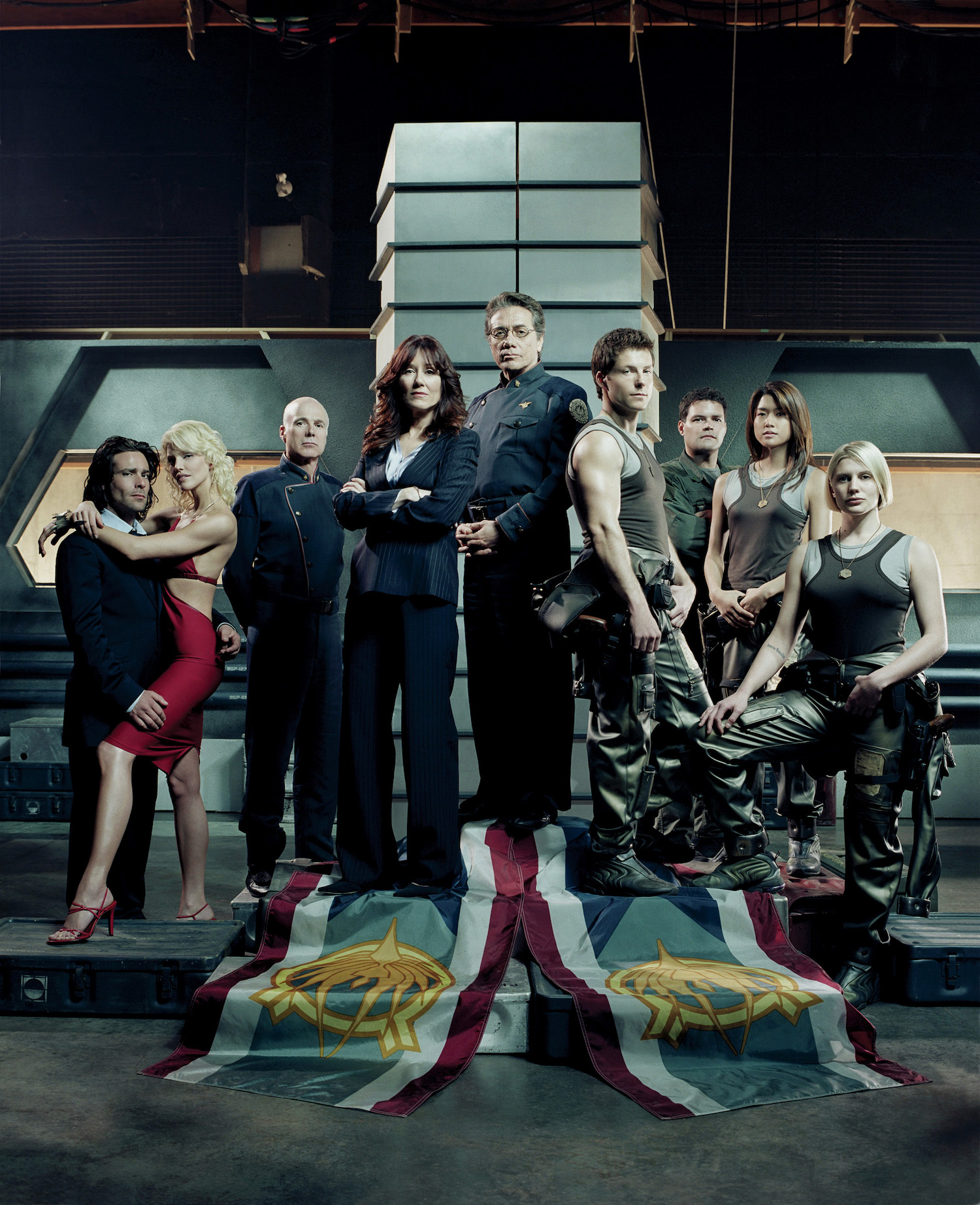 Battlestar Galactica - Season 2 Cast - James Callis, Tricia Helfer, Michael Hogan, Mary McDonnell, Edward James Olmos, Jamie Bamber, Aaron Douglas, Grace Park, Katee Sackhoff