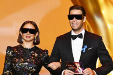 Maya Rudolph and Ike Barinholtz speak onstage during the 71st Emmy Awards