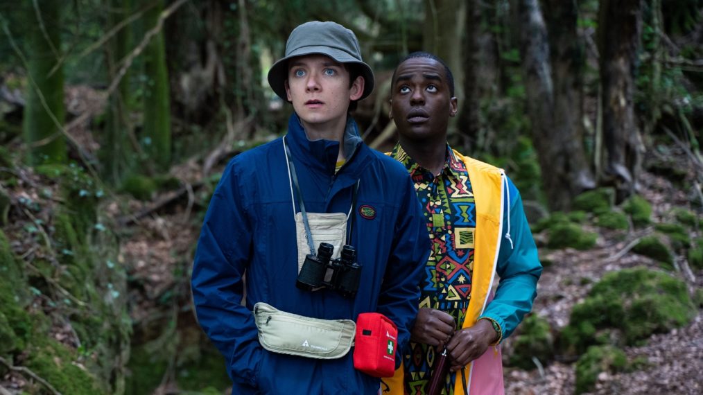 Asa Butterfield as Otis and Ncuti Gatwa as Eric in Sex Education - Season 2