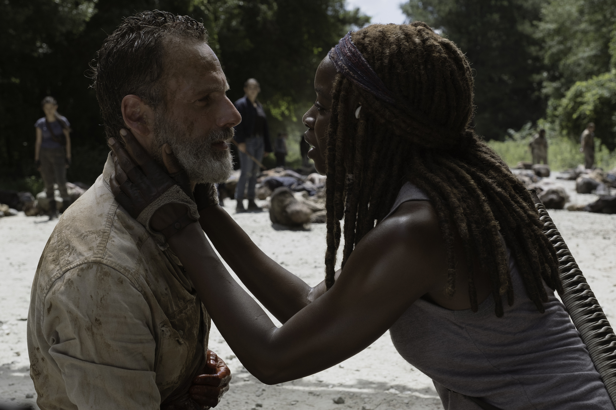 Andrew Lincoln Danai Gurira Walking Dead Rick Farewell Michonne