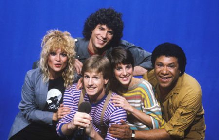 MTV's Original VJs in 1983 - Alan Hunter, J.J. Jackson, Nina Blackwood, Martha Quinn, and Mark Goodman