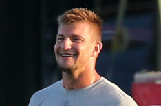 Rob Gronkowski (87) of the Buccaneers is all smiles during the Tampa Bay Buccaneers Training Camp in August 2020