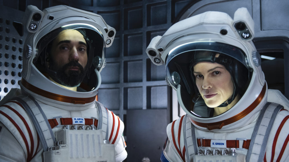 Ray Panthaki and Hilary Swank in Away