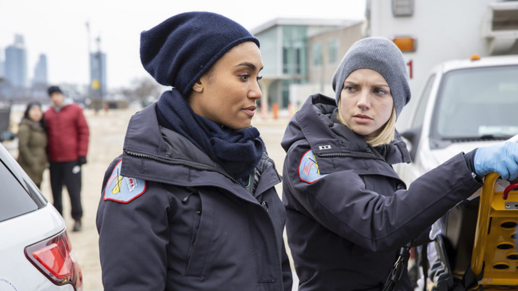 Annie Ilonzeh as Emily Foster, Kara Killmer as Sylvie Brett in Chicago Fire - Season 8