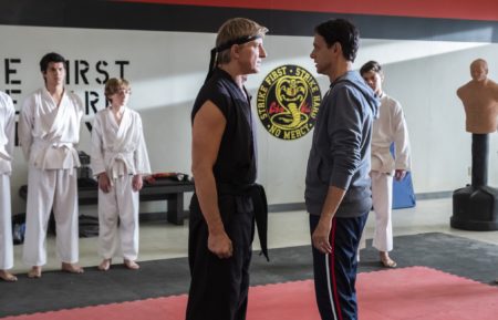 William Zabka as Johnny Lawrence and Ralph Macchio as Daniel LaRusso in Cobra Kai - Season 2