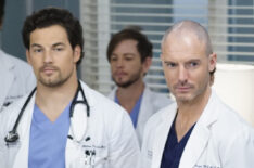 Giacomo Gianniotti as Andrew DeLuca and Richard Flood as Cormac Hayes in Grey's Anatomy