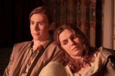 Owen Teague as Harold Lauder and Odessa Young and Frannie Goldsmith in The Stand