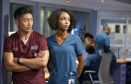 Brian Tee and Yaya DaCosta in Chicago Med as Ethan Choi and April Sexton