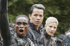 The 100 - Adina Porter as Indra, Shannon Kook as Jordan Green, and Shelby Flannery as Hope - 'The Last War'