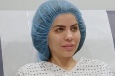 Larissa Lima at doctor's office after plastic surgery