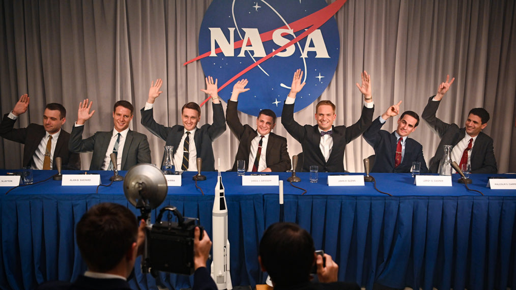 The Right Stuff Mercury Seven Cast - Micah Stock as Deke Slayton, Jake McDorman as Alan Shepard, Aaron Staton as Wally Schirra, Michael Trotter as Gus Grissom, Patrick J. Adams as John Glenn, Colin O’Donoghue as Gordon Cooper, and James Lafferty as Scott Carpenter