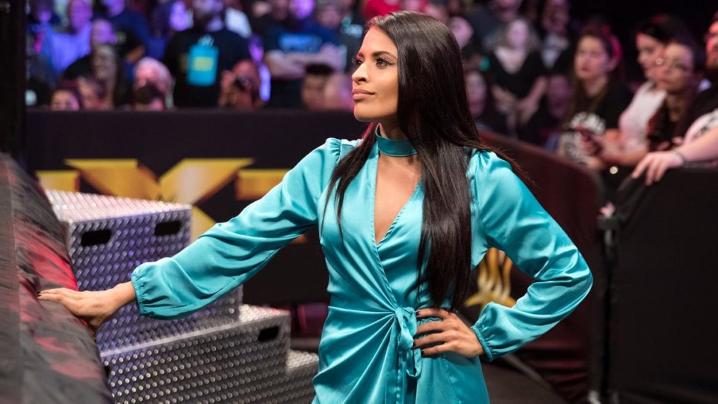 Zelina Vega watching ringside