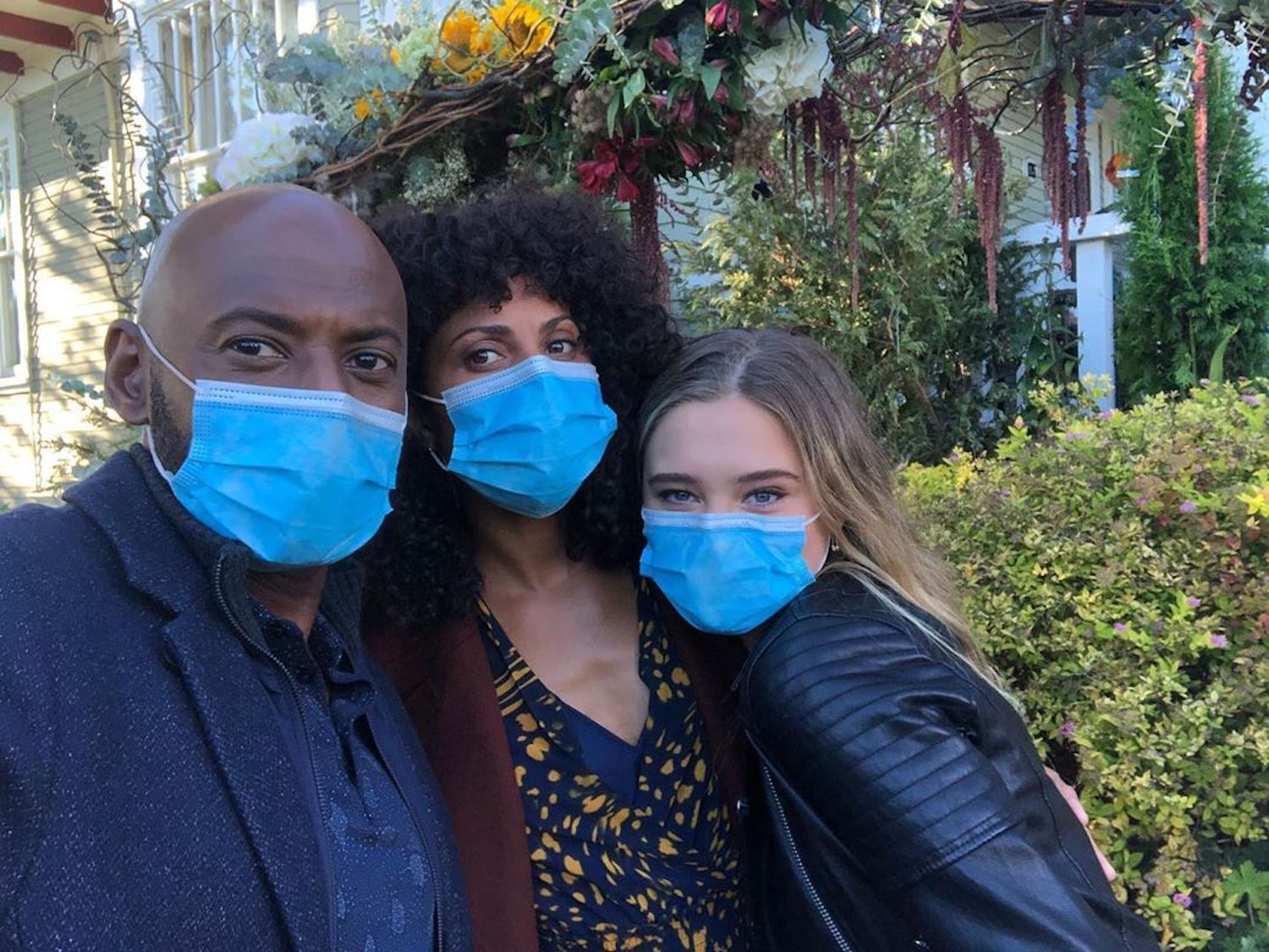 Romany Malco, Christina Moses, and Lizzy Greene on the A Million Little Things season 3 set