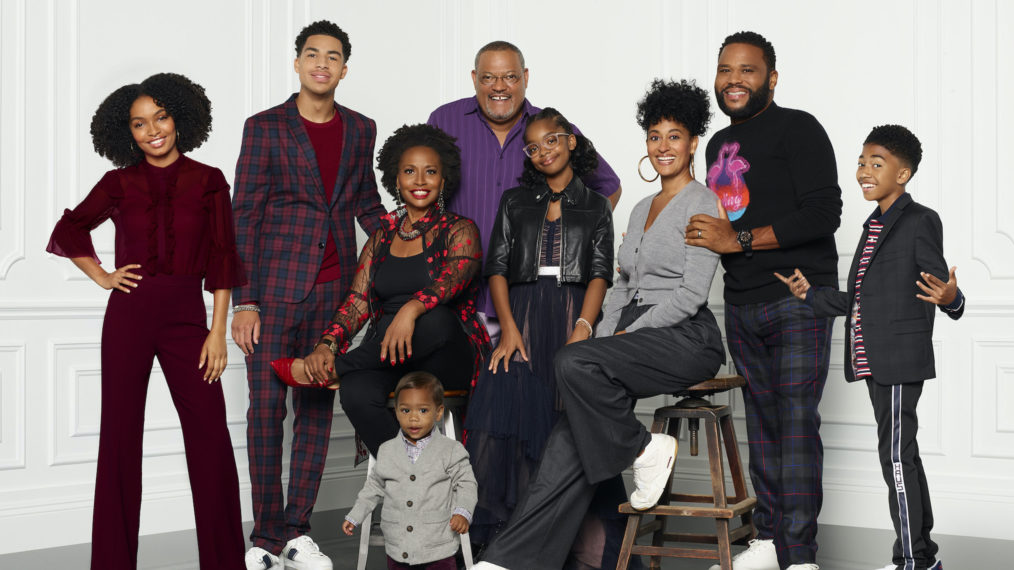 Yara Shahidi, Marcus Scribner, Jenifer Lewis, Austin and Berlin Gross, Laurence Fishburne, Marsai Martin, Tracee Ellis Ross, Anthony Anderson, Miles Brown of Black-ish - Season 6