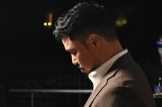 Randall Park backstage at the 2020 Emmys getting ready to step out with the alpaca