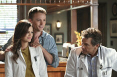 Hart of Dixie - Rachel Bilson as Dr. Zoe Hart, Wilson Bethel as Wade, and Tim Matheson as Dr. Brick Breeland