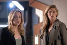 Caity Lotz as Sara Lance/White Canary and Jes Macallen as Ava Sharpe in Legends of Tomorrow