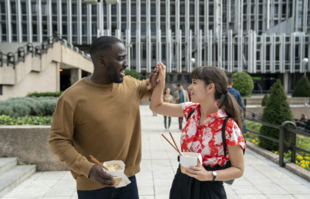 Shamier Anderson and Laia Costa as Adam and Libby in Soulmates