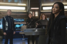 Star Trek Discovery - Anthony Rapp as Stamets, Michelle Yeoh as Georgiou, Mary Wiseman as Tilly, and Sonequa Martin-Green as Burnham