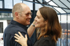 James Spader and Megan Boone dancing by the pool in The Blacklist Season 5