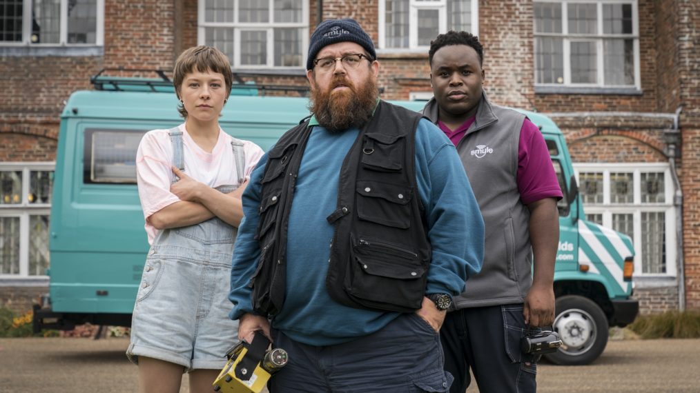 Emma D'Arcy, Nick Frost, and Samson Kayo in Truth Seekers