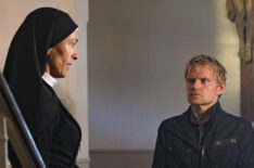 Juliet Aubrey as Sister Joan Pauwels and Marc Warren as Van Der Valk and in Van Der Valk on Masterpiece Mystery - Episode 2