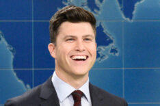 Colin Jost behind the desk for Weekend Update