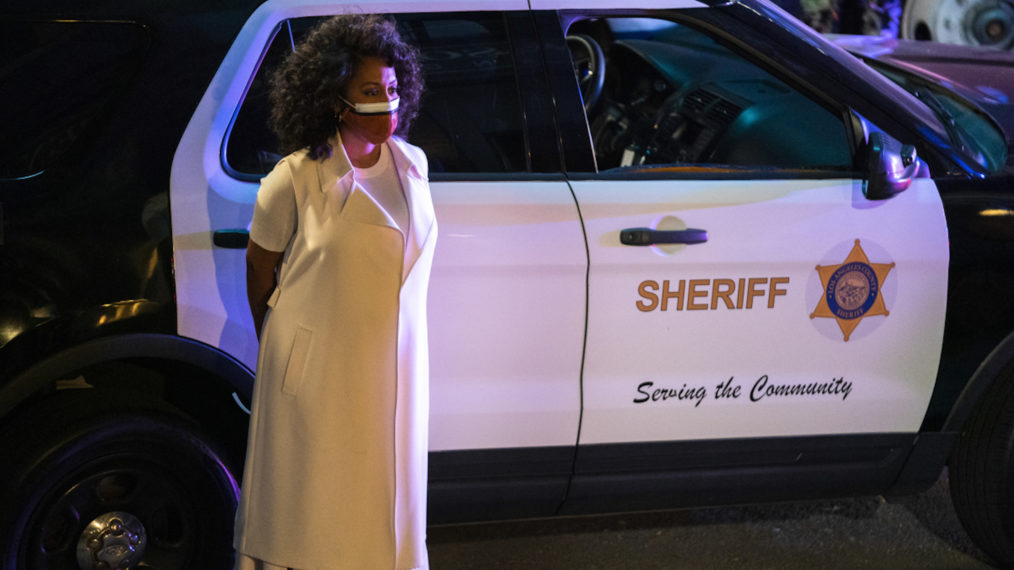 Simone Missick as Lola detained by police in All Rise - Season 2 Premiere - 'A Change is Gonna Come'