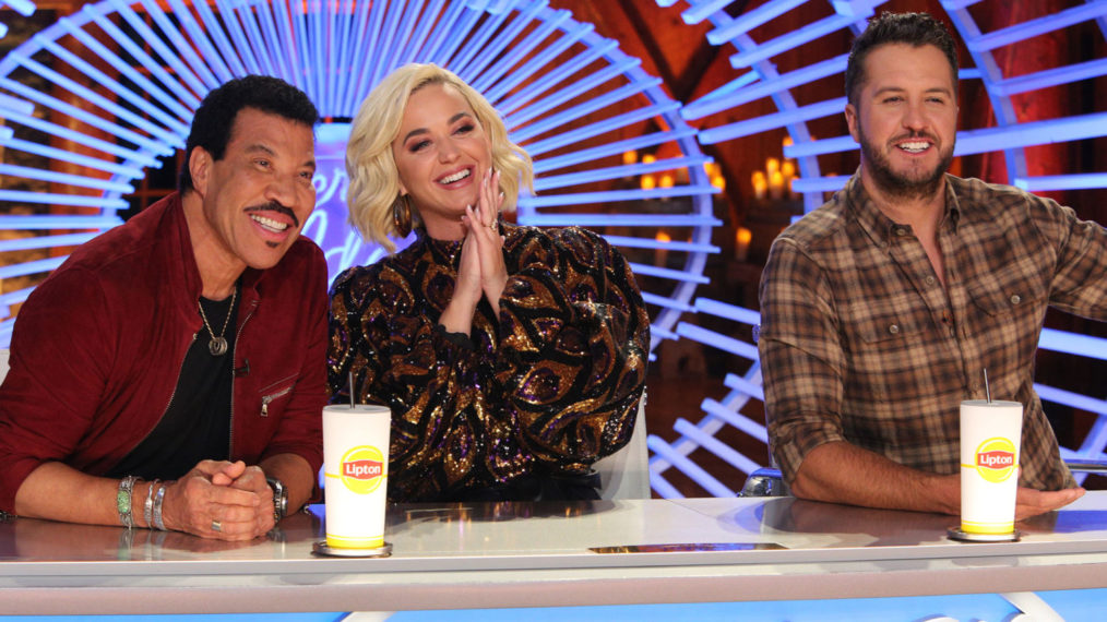 Lionel Richie, Katy Perry, and Luke Bryan judging American Idol