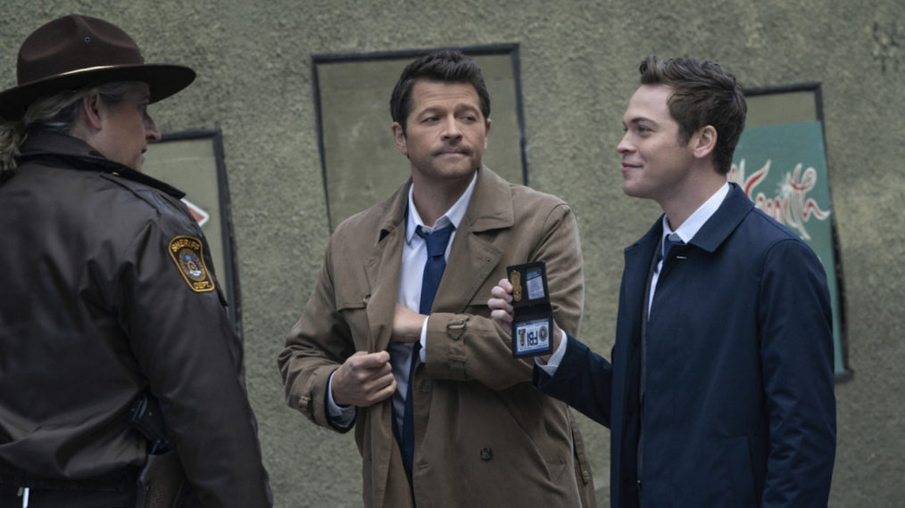 Supernatural - Misha Collins as Castiel and Alexander Calvert as Jack - Season 15, Episode 15 - 'Gimme Shelter'