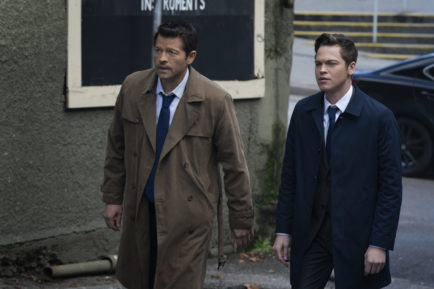 Supernatural - Misha Collins as Castiel and Alexander Calvert as Jack - Season 15, Episode 15 - 'Gimme Shelter'