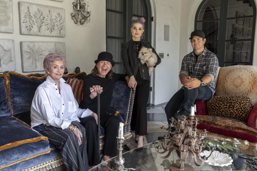 Sharon, Ozzy, Kelly, and Jack Osbourne pose in the Osbourne family home in Los Angeles during the production of Portal To Hell, hosted by Jack Osbourne.