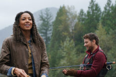 Big Sky - Kylie Bunbury as Cassie fishing with Ryan Phillippe as Cody