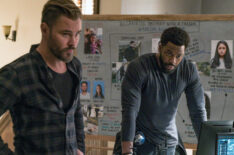 Patrick John Flueger as Adam Ruzek, LaRoyce Hawkins as Kevin Atwater in Chicago PD - Season 8 Premiere - 'Fighting Ghosts'