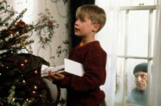 Macaulay Culkin in Home Alone with Joe Pesci in the window